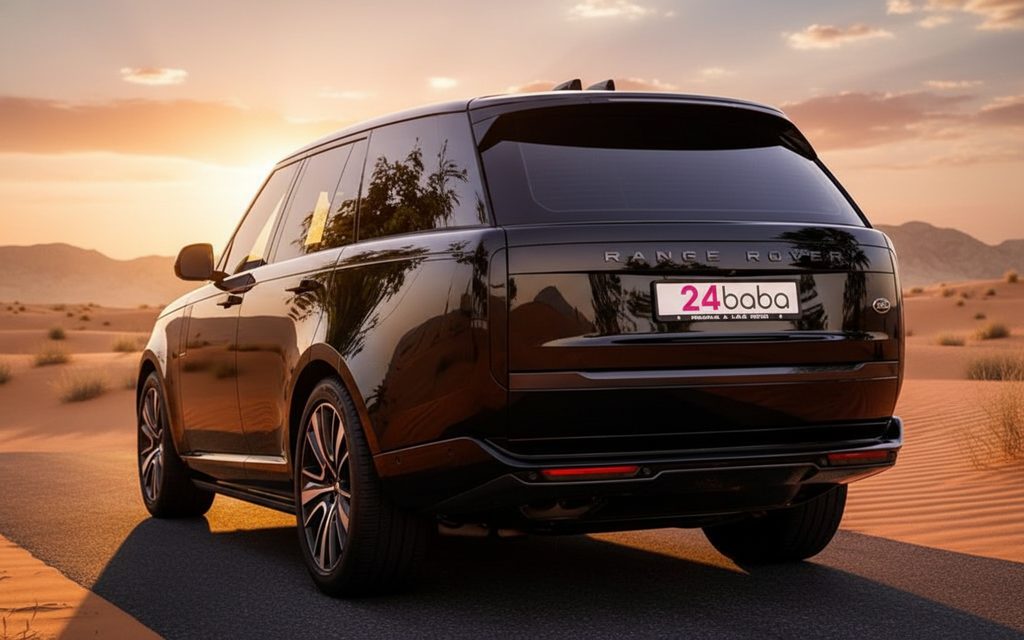 LandRover RangeRover 2023 Black rear view showing taillights – rental in Dubai