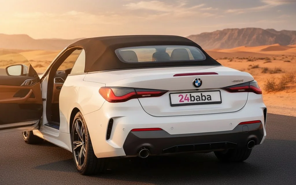 Bmw 420 2024 White rear view showing taillights – rental in Dubai