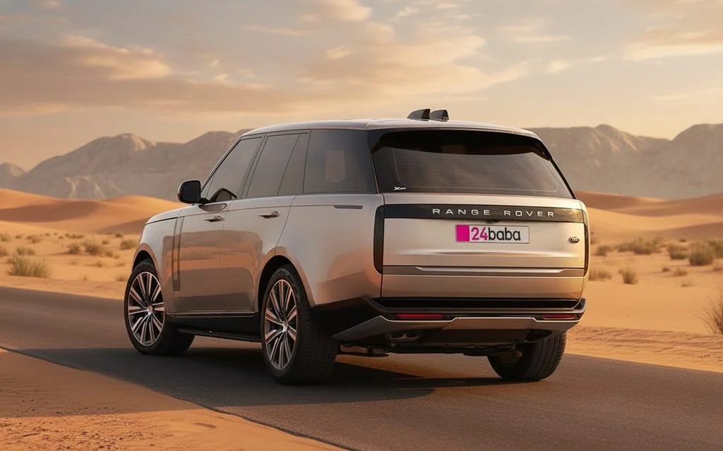 LandRover RangeRover 2023 Silver rear view showing taillights – rental in Dubai