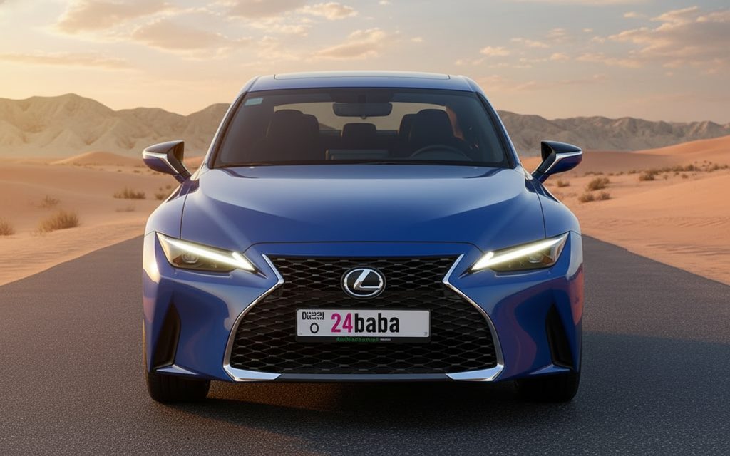 Lexus Is 2022 Blue front view with headlights – rental in Dubai