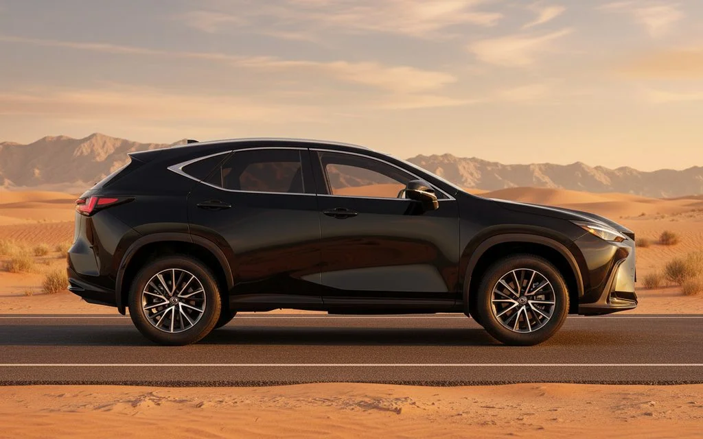 Lexus Nx 2024 Black side profile – rental in Dubai