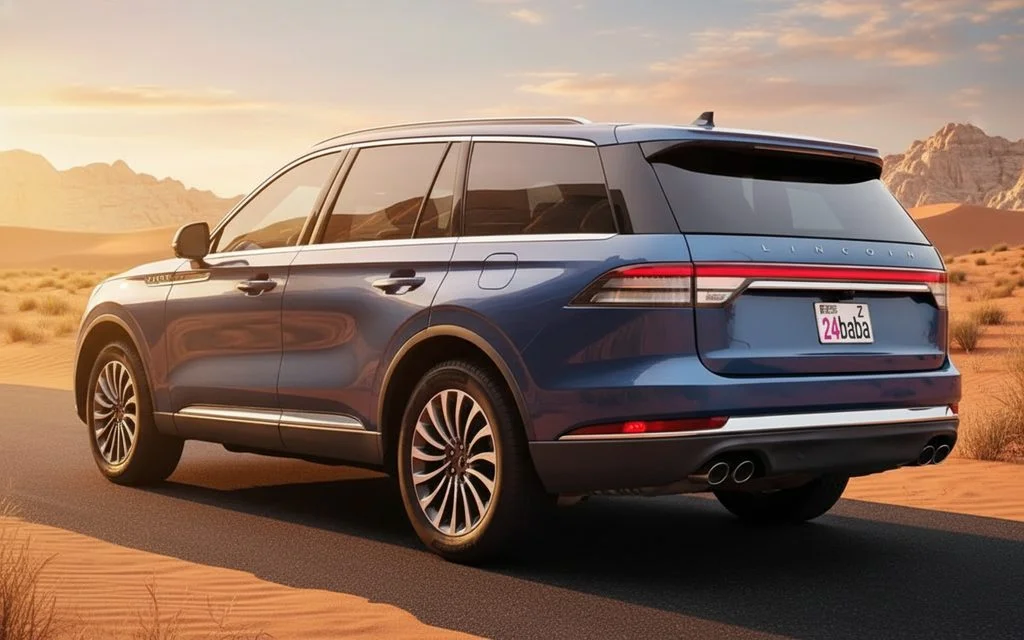 Lincoln Aviator 2020 Blue rear view showing taillights – rental in Dubai