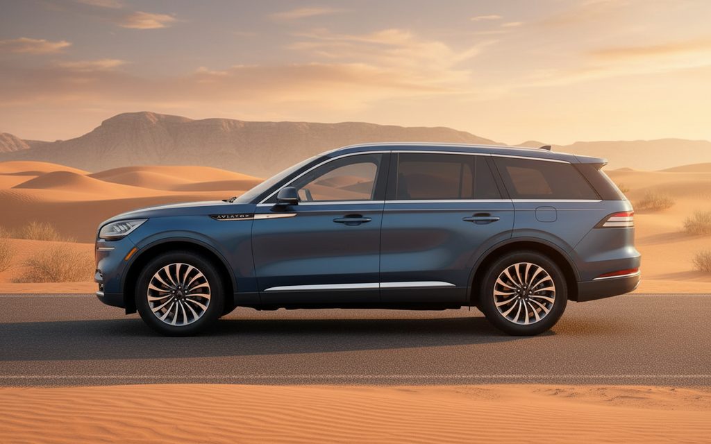 Lincoln Aviator 2020 Blue side profile – rental in Dubai