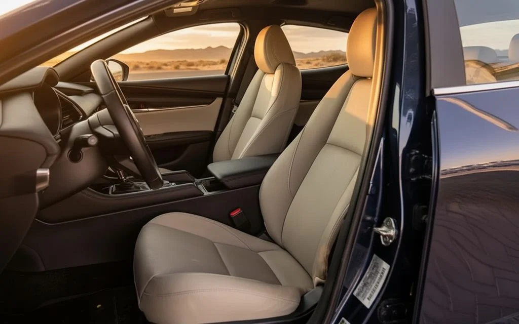 Mazda 3 2024 leather seats and cabin – rental in Dubai