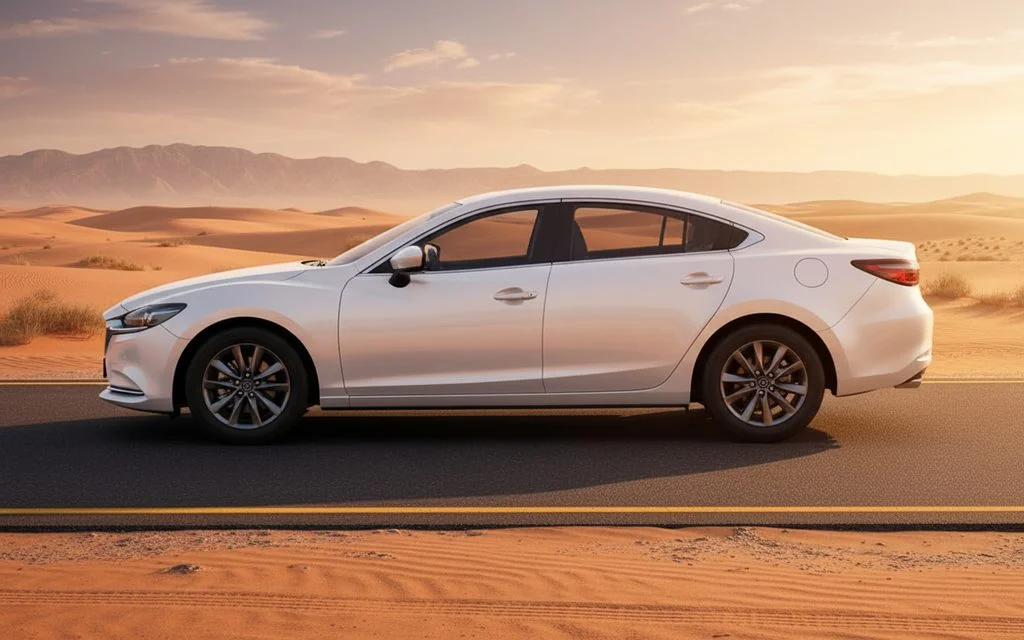 Mazda 6 2023 White side profile – rental in Dubai