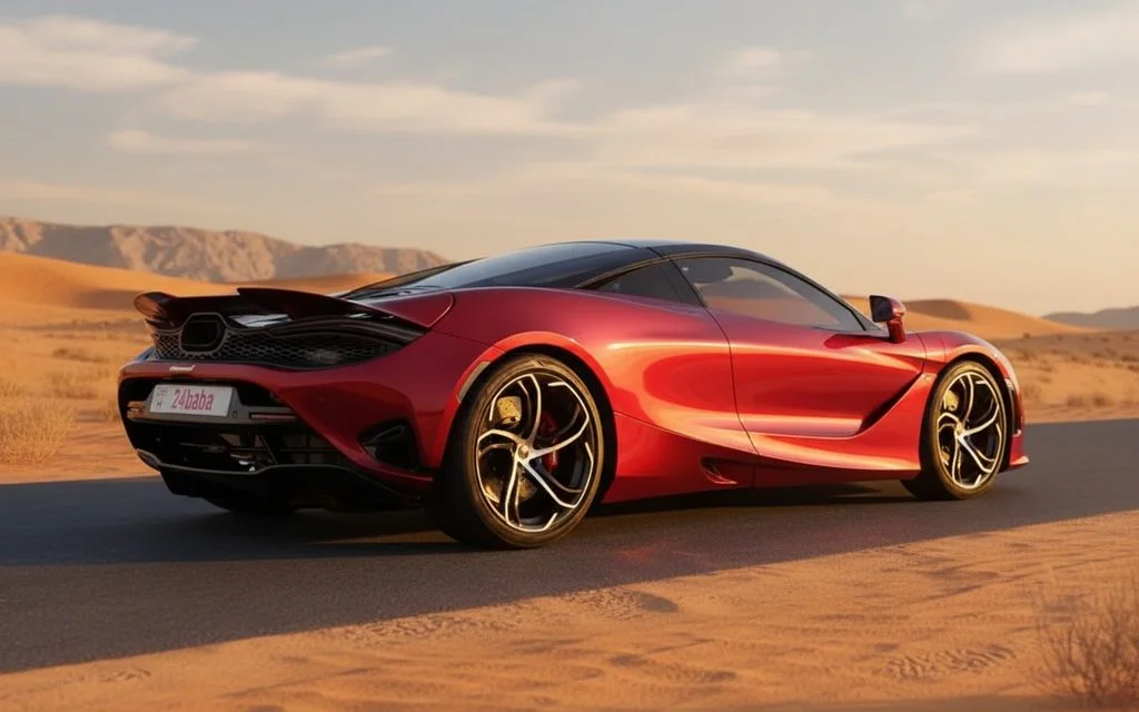 Mclaren 750S 2024 Red side profile – rental in Dubai