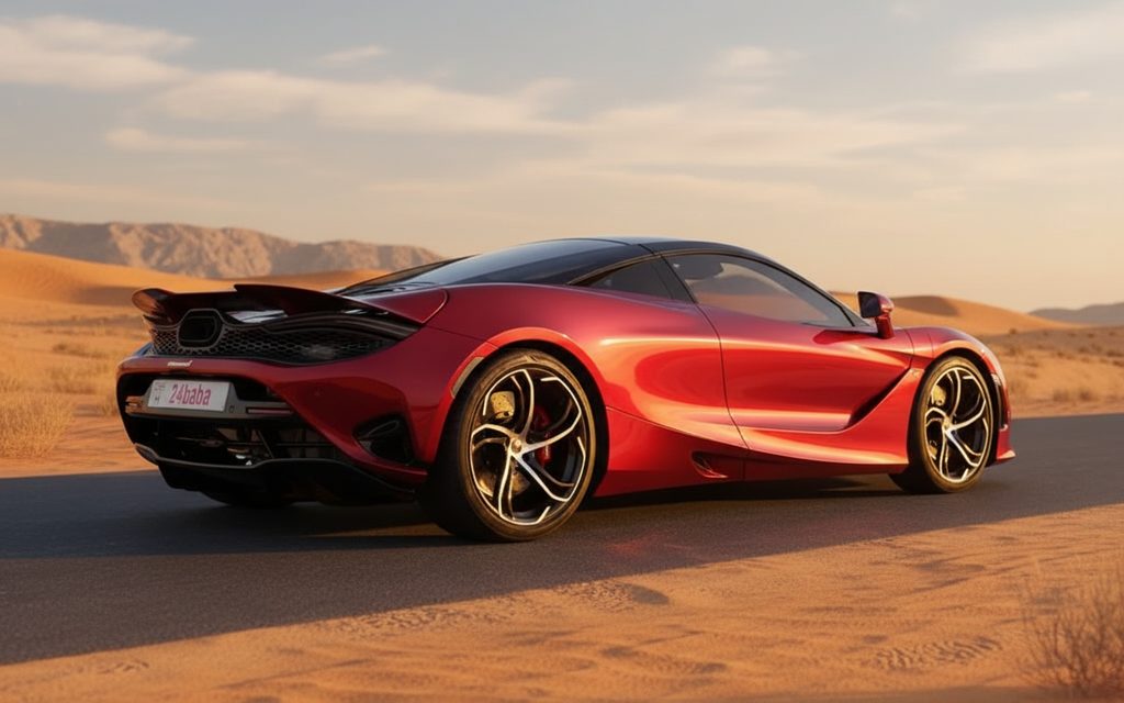 Mclaren 750S 2024 Red side profile – rental in Dubai