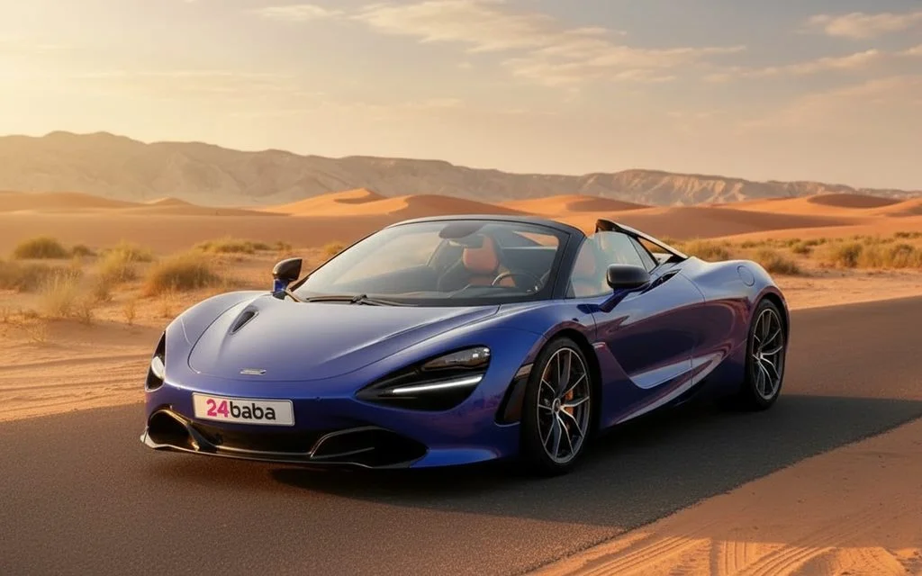 Mclaren Artura 2025 Blue front view with headlights – rental in Dubai