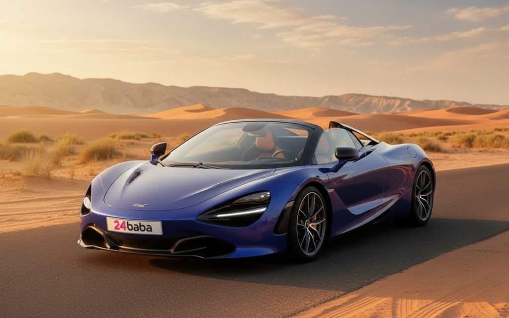 Mclaren Artura 2025 Blue front view with headlights – rental in Dubai