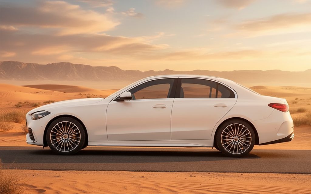 Mercedes C200 2024 White side profile