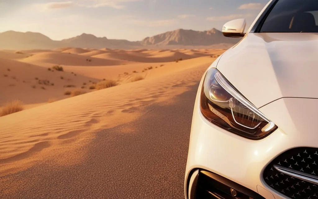 Mercedes C200 2024 White front view with headlights