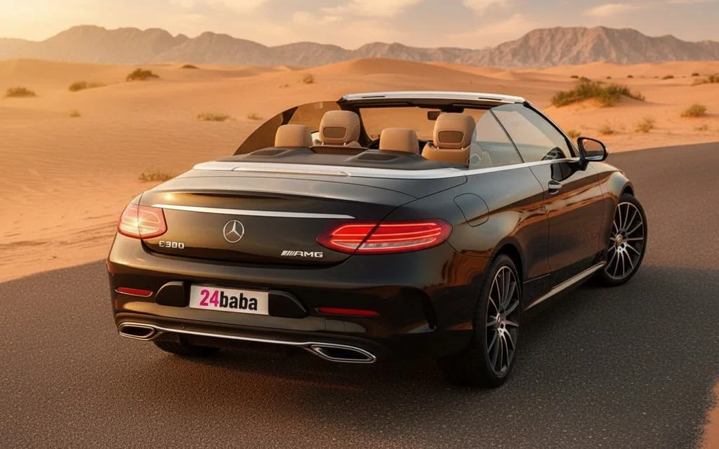 Mercedes C300 2020 Black rear view showing taillights