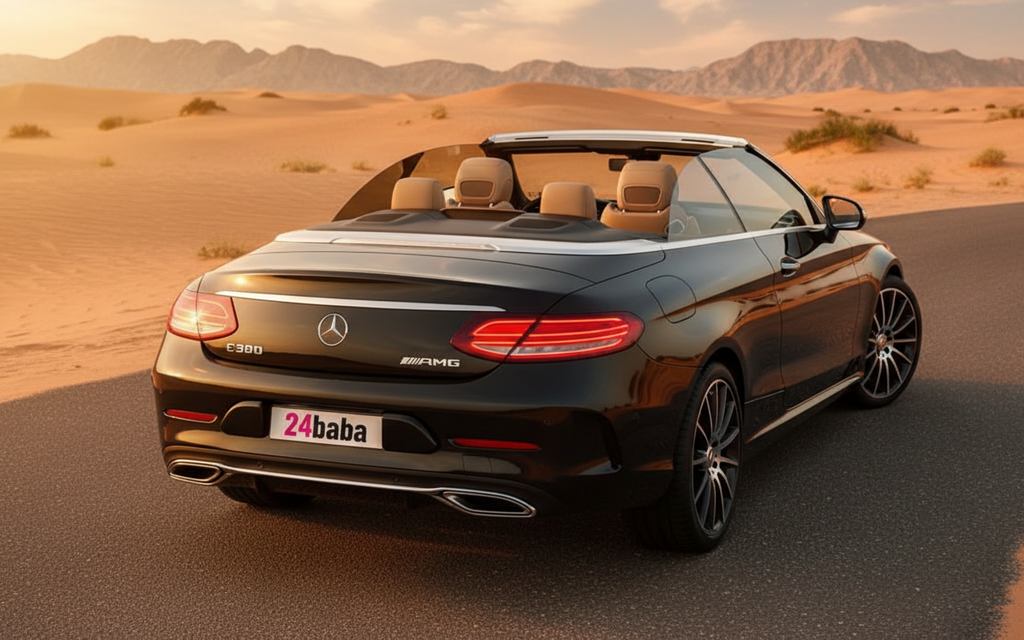 Mercedes C300 2020 Black rear view showing taillights