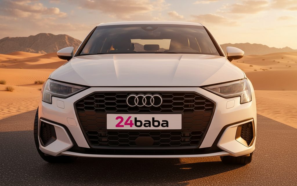 Audi A3 2024 White front view with headlights