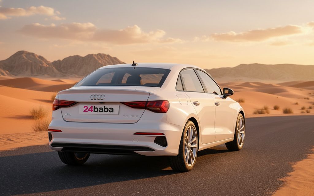 Audi A3 2024 White rear view showing taillights