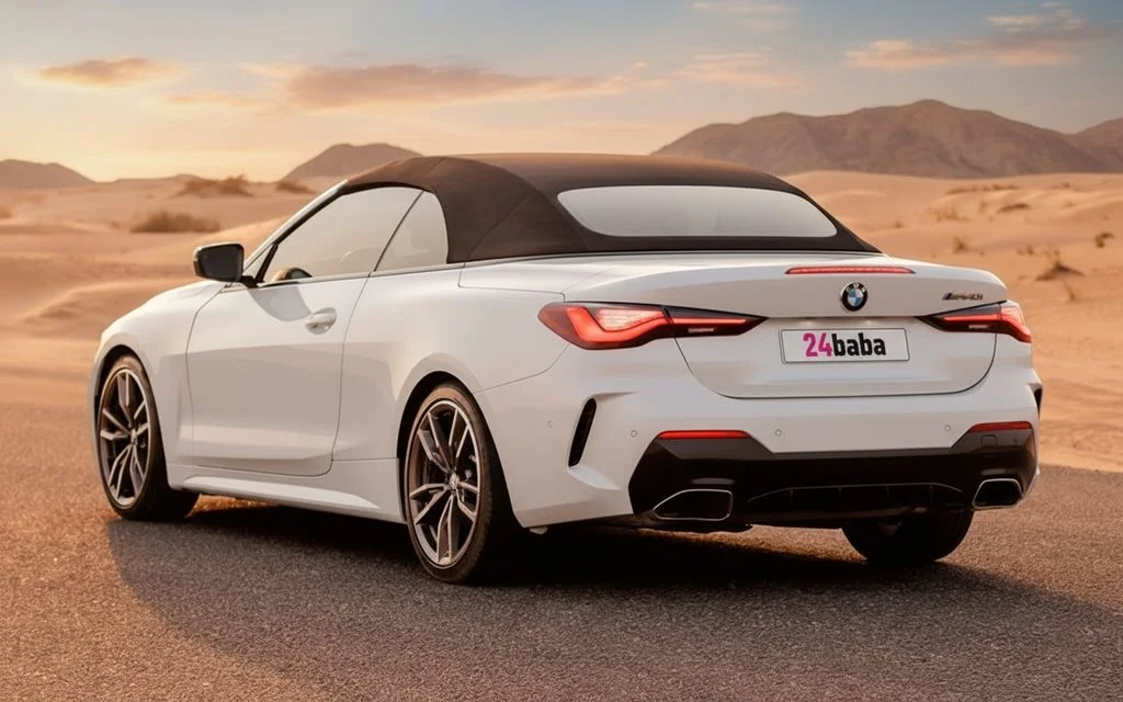 Bmw 440 2021 White rear view showing taillights – rental in Dubai