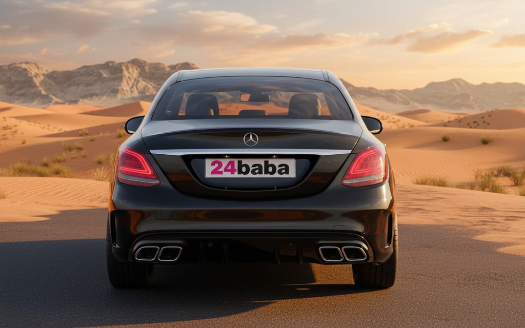 Mercedes C300 2021 Black rear view showing taillights