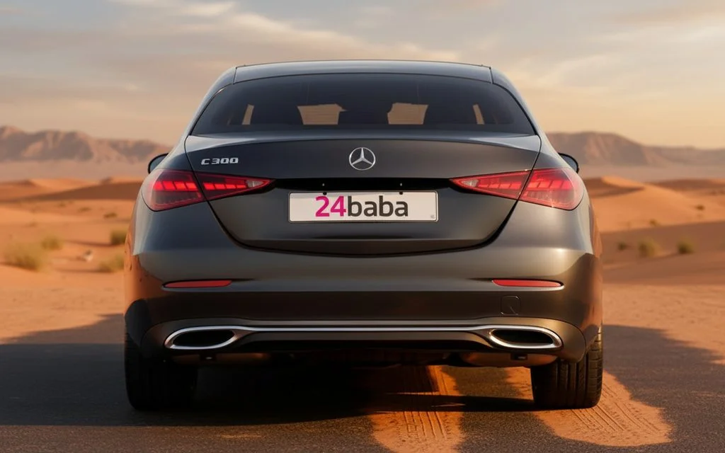 Mercedes C300 2022 Black rear view showing taillights