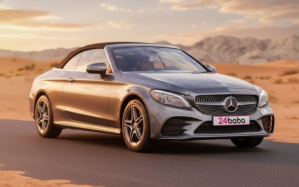 Mercedes C300 2021 Grey front view with headlights