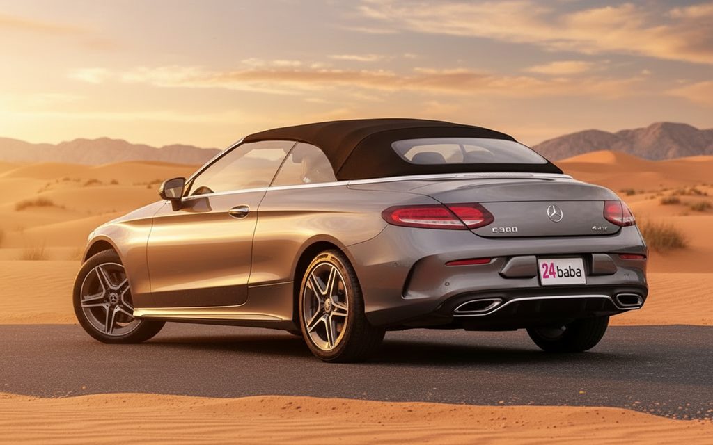 Mercedes C300 2021 Grey rear view showing taillights