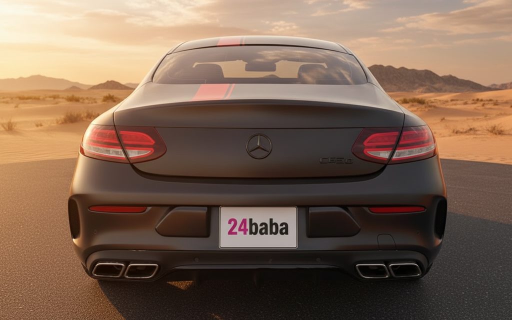 Mercedes C63 2021 Grey rear view showing taillights