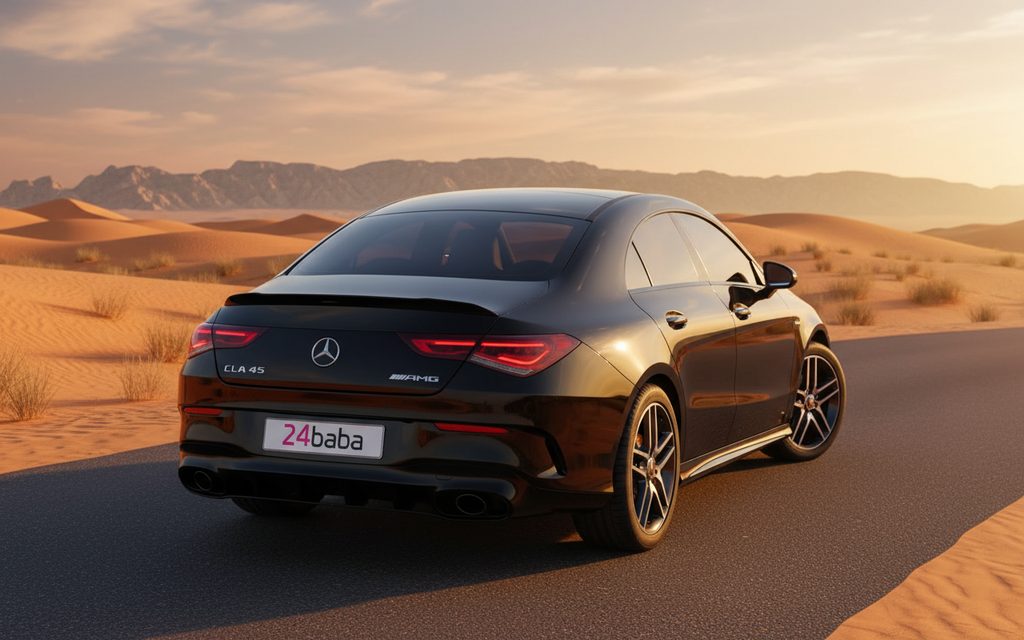 Mercedes Cla250 2020 Black rear view showing taillights