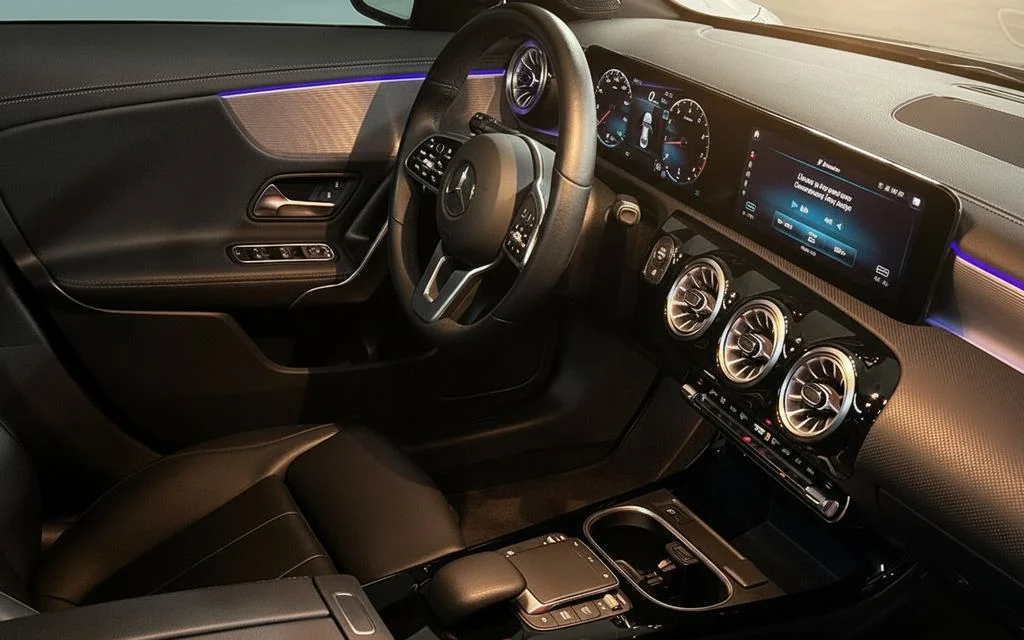 Mercedes Cla250 2022 interior view showing trim