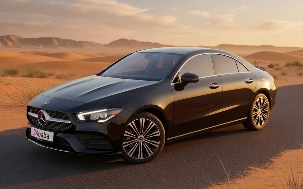 Mercedes Cla250 2022 Black front view with headlights