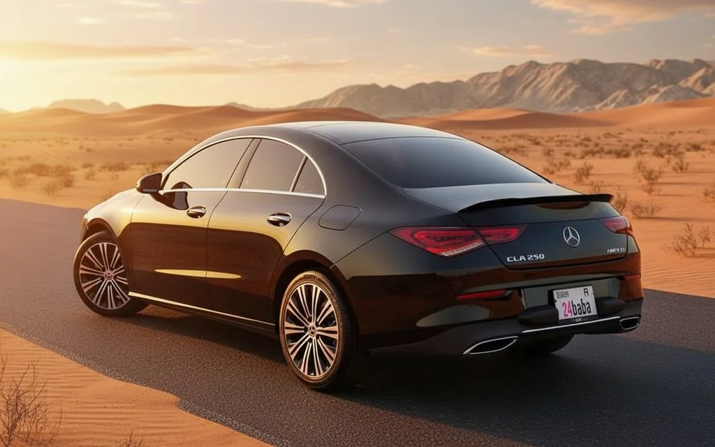 Mercedes Cla250 2022 Black rear view showing taillights