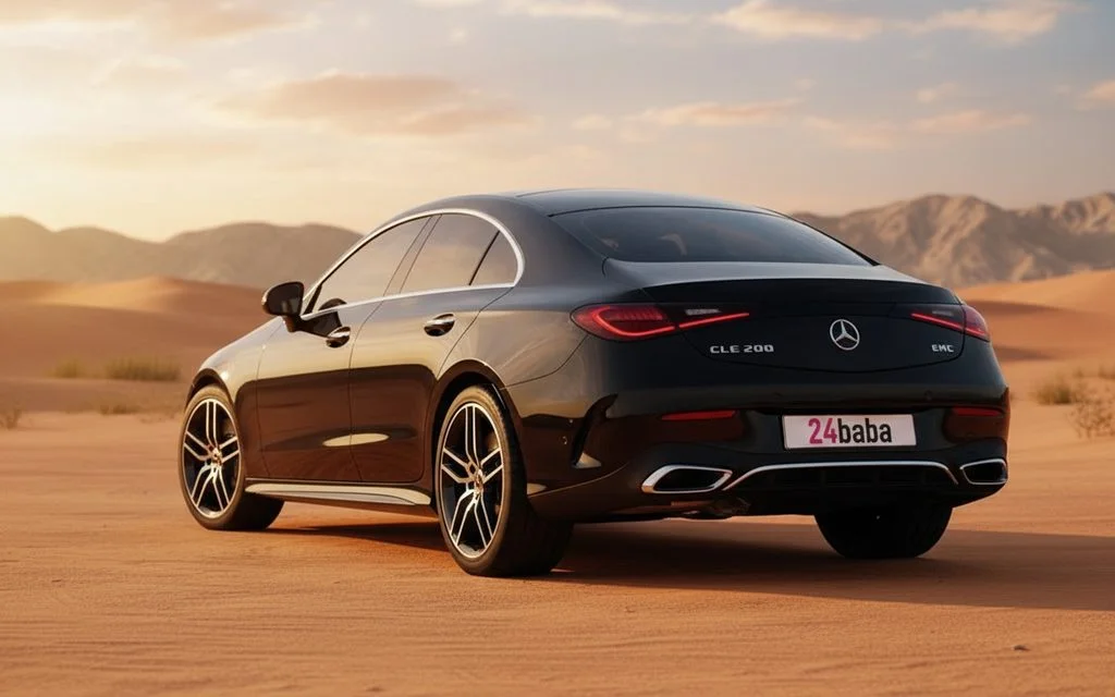 Mercedes Cle200 2024 Black rear view showing taillights – rental in Dubai