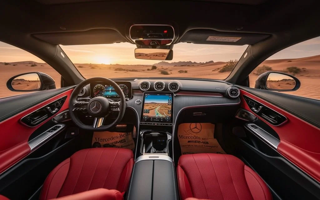 Mercedes Cle200 2024 interior view showing trim – rental in Dubai