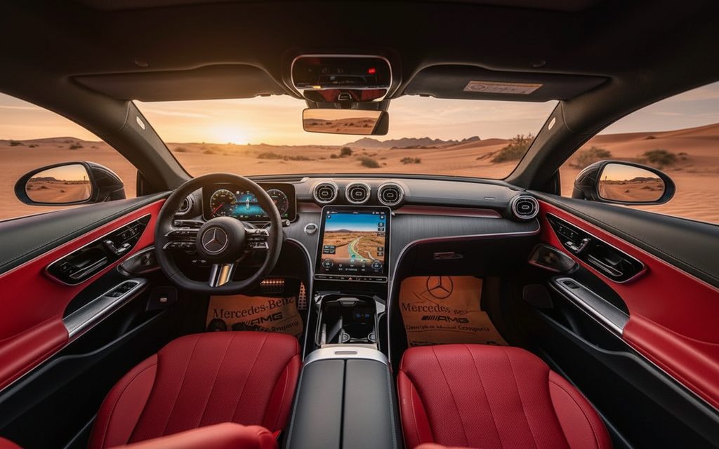 Mercedes Cle200 2024 interior view showing trim – rental in Dubai