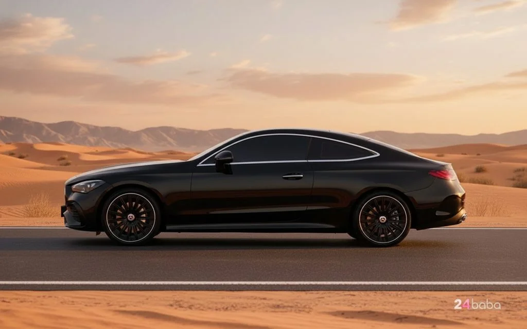 Mercedes Cle200 2024 Black side profile – rental in Dubai