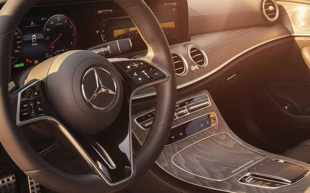 Mercedes E350 2023 interior view showing trim – rental in Dubai
