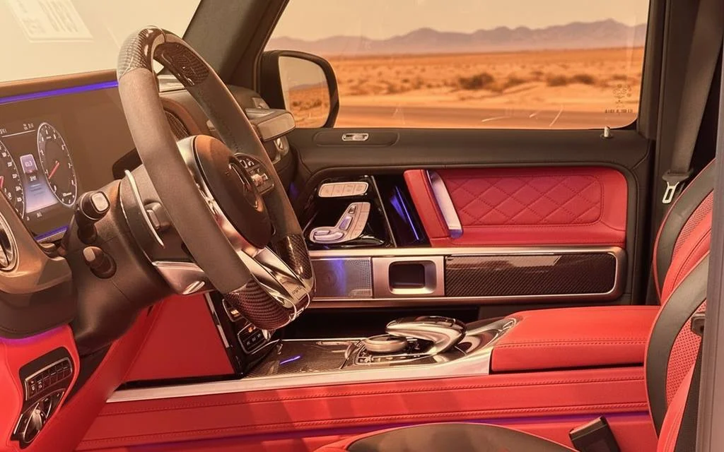 Mercedes G63 2022 interior view showing trim – rental in Dubai