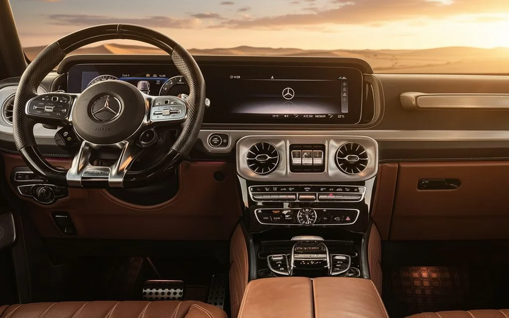 Mercedes G63 2022 interior view showing trim – rental in Dubai