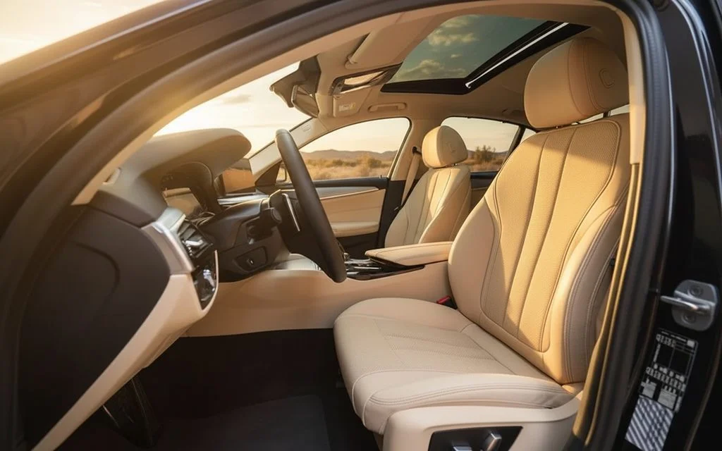 Bmw 520 2023 leather seats and cabin – rental in Dubai