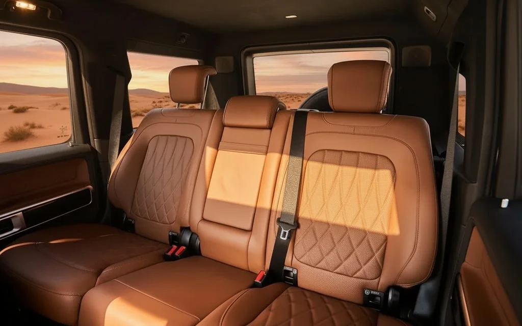 Mercedes G63 2022 leather seats and cabin – rental in Dubai
