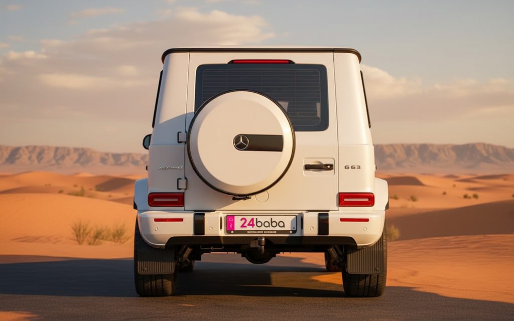 Mercedes G63 2022 Black rear view showing taillights – rental in Dubai