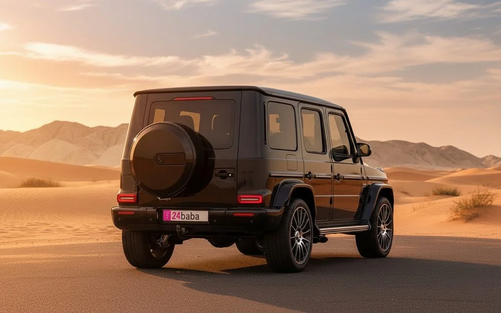 Mercedes G63 2024 Black rear view showing taillights – rental in Dubai