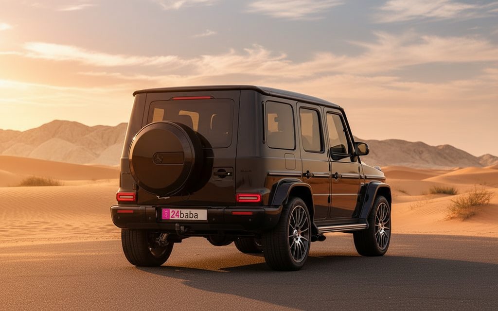 Mercedes G63 2024 Black rear view showing taillights – rental in Dubai