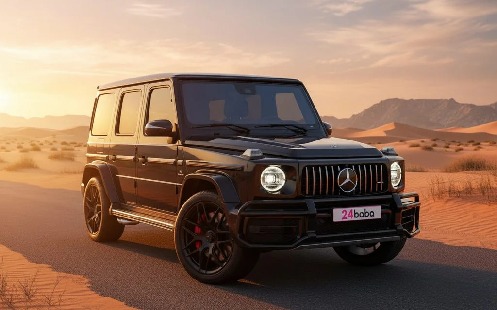 Mercedes G63 2025 Black front view with headlights