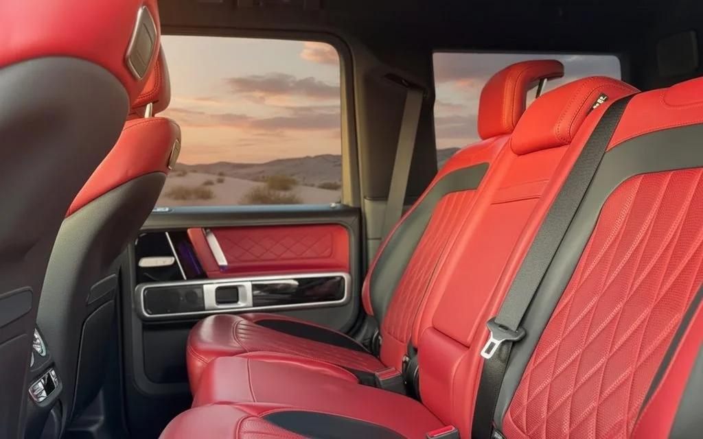 Mercedes G63 2022 leather seats and cabin – rental in Dubai