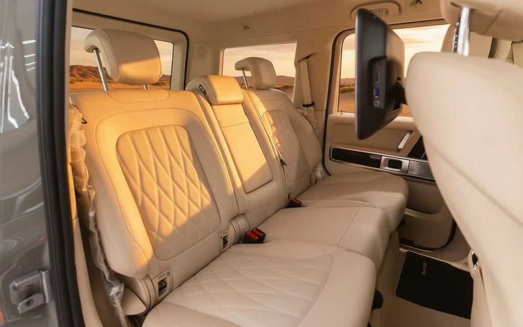 Mercedes G63 2022 leather seats and cabin – rental in Dubai