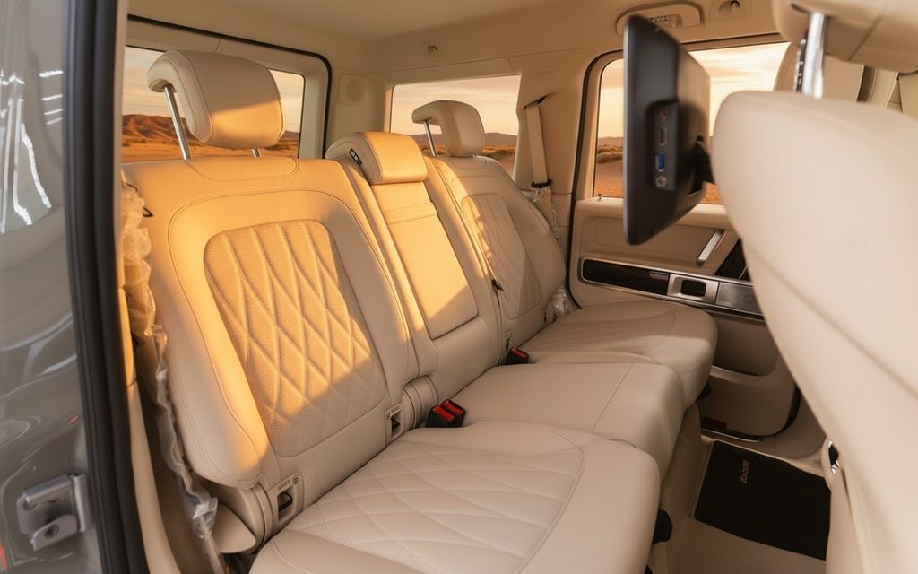 Mercedes G63 2022 leather seats and cabin – rental in Dubai