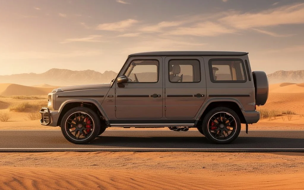 Mercedes G63 2022 Grey side profile – rental in Dubai