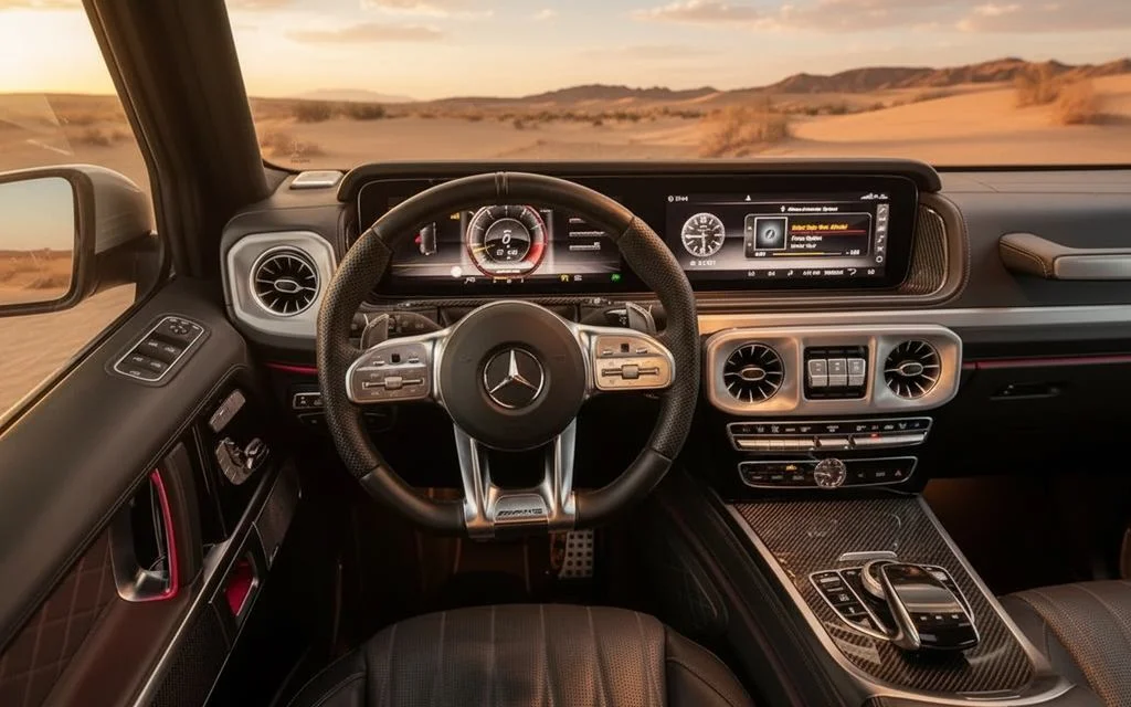 Mercedes G63 2020 interior view showing trim – rental in Dubai