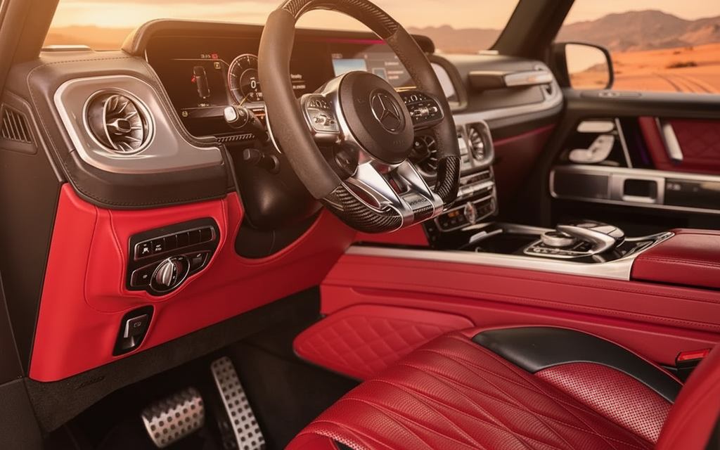 Mercedes G63 2020 interior view showing trim – rental in Dubai