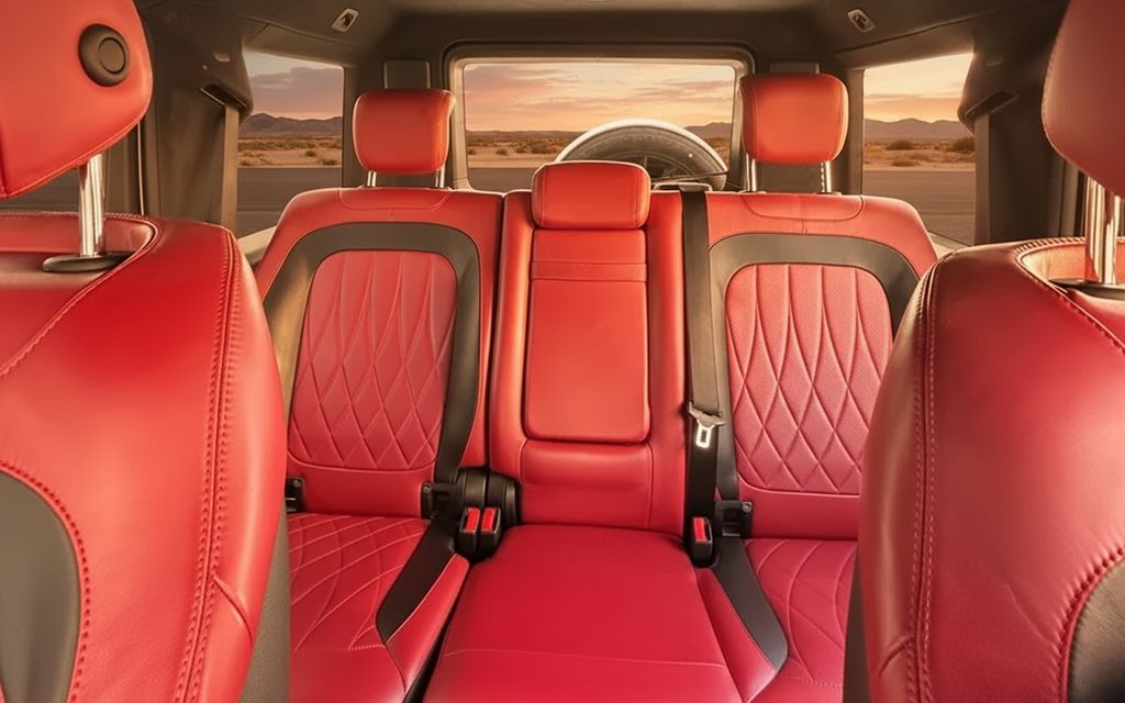 Mercedes G63 2021 leather seats and cabin – rental in Dubai