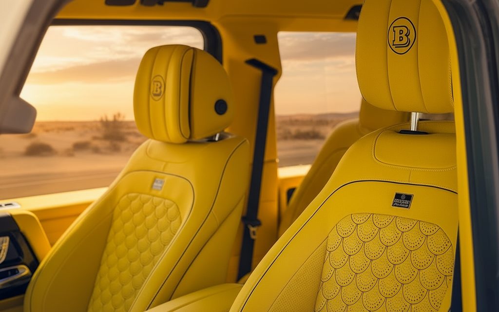 Mercedes G63 2021 leather seats and cabin – rental in Dubai